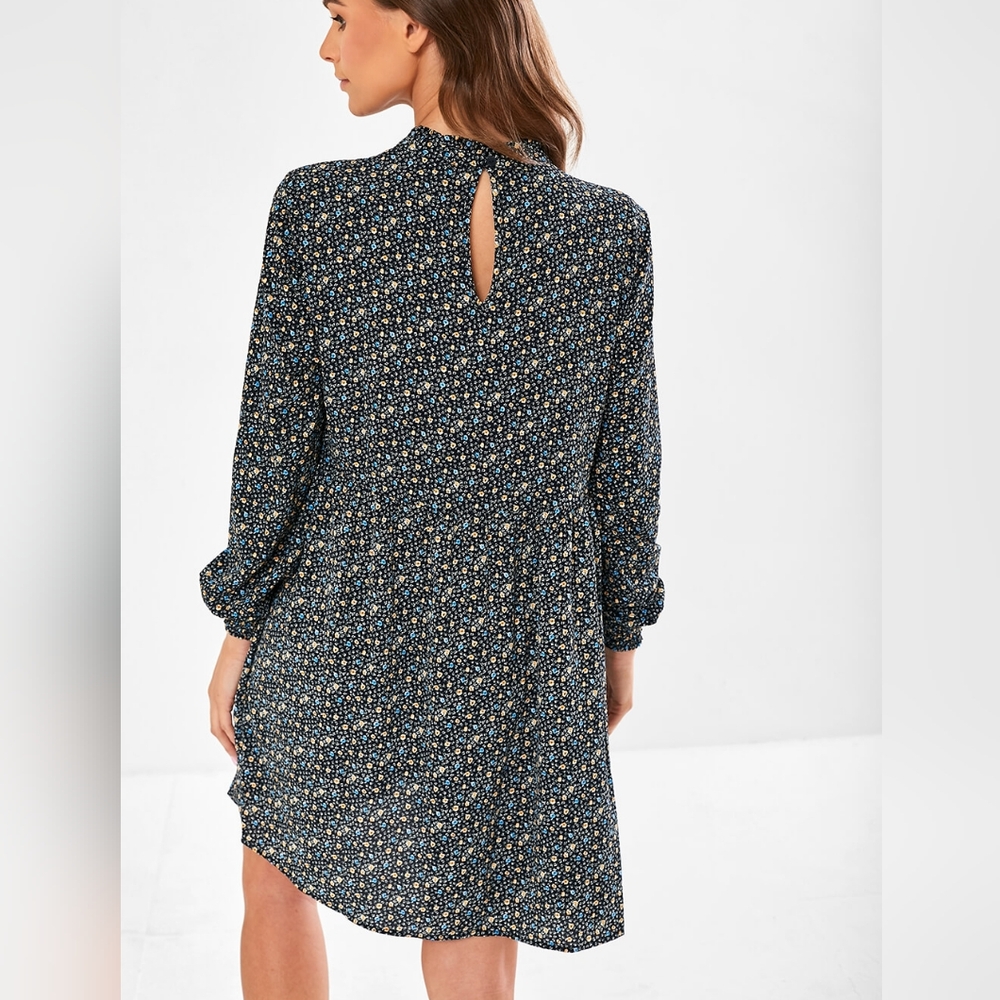 ONLY Jacqueline de Yong Piper Ditsy print floral smock dress long sleeve sz. 8 - Picture 3 of 12